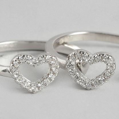 925 Sterling Silver adjustable toe rings for women. Sparkling open heart silver jewellery – Zavya