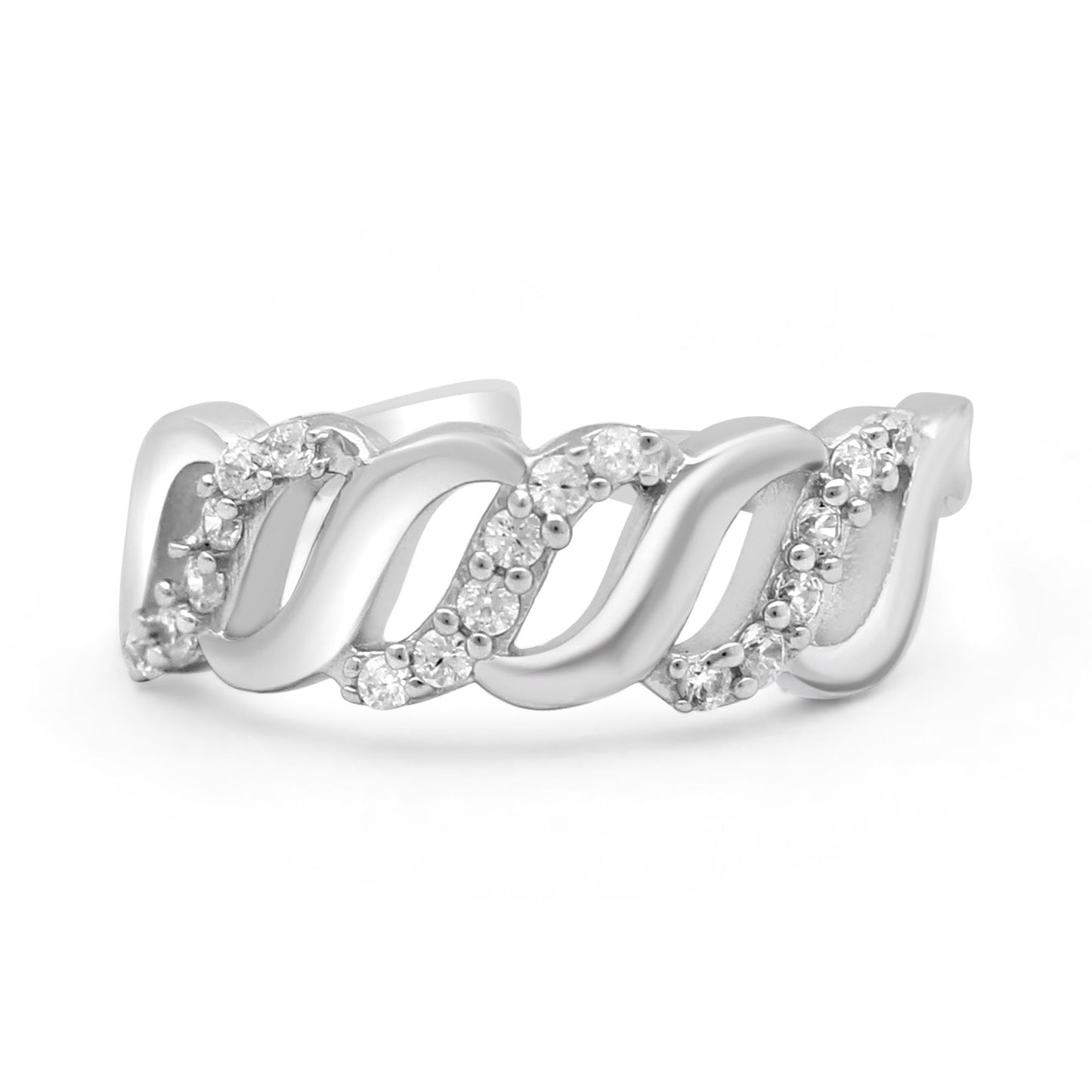 Wavy 925 Sterling Silver toe ring for women studded with sparkling stones. Fine silver jewellery – Zavya