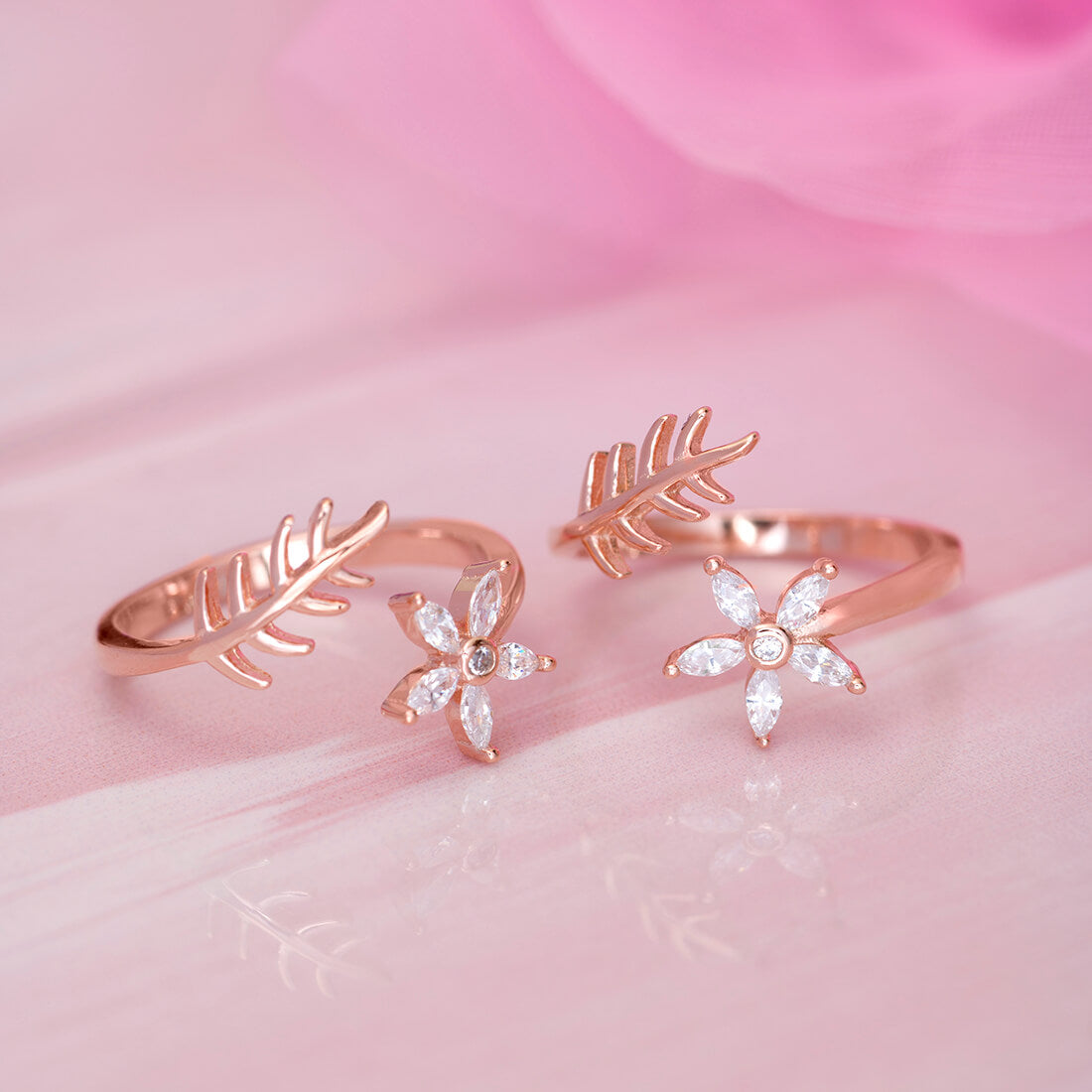 925 Sterling Silver Touch of nature Rose Gold 925 Silver Toe Ring for Women – Zavya