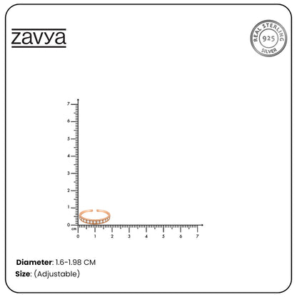 Women's adjustable rose gold CZ 925 Sterling Silver toe ring on a size scale – Zavya