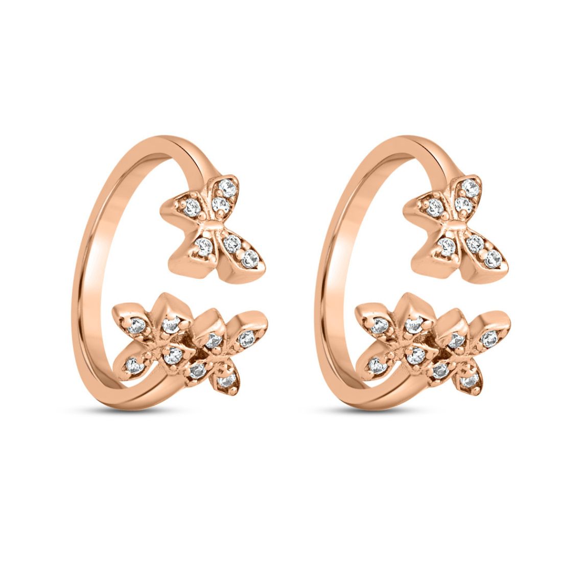 Butterfly CZ Rose Gold Plated 925 Sterling Silver Toe Ring