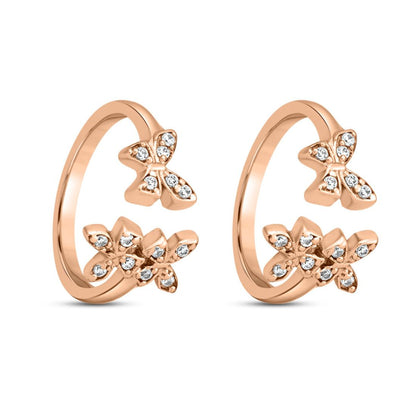 Butterfly CZ Rose Gold Plated 925 Sterling Silver Toe Ring