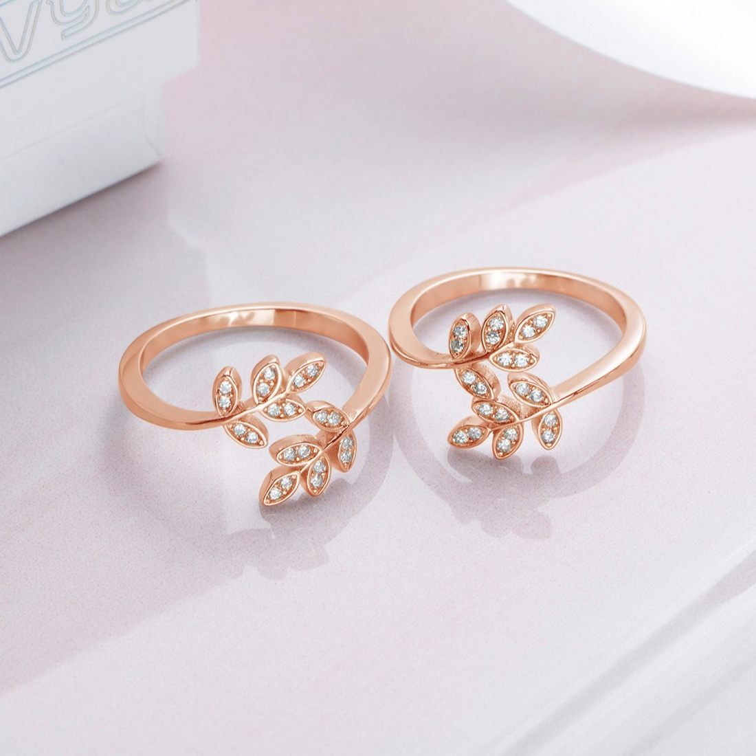 925 Sterling Silver Leafy CZ Rose gold Plated 925 Sterling Silver Toe Ring for Women – Zavya