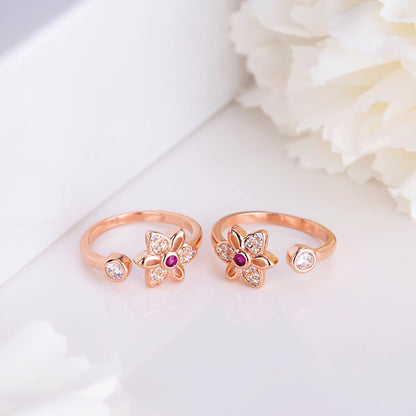925 Sterling Silver Blooming Petals Rose Gold-Plated 925 Sterling Silver Toe Ring with Cubic Zirconia for Women – Zavya