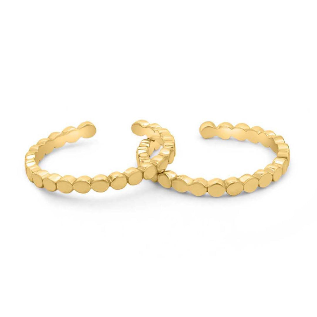 Pair of textured gold plated 925 Sterling Silver toe rings for women. Adjustable jewellery – Zavya