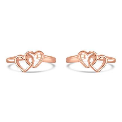 Charming Double Heart 925 Sterling Silver Rose Gold-Plated Toe Rings