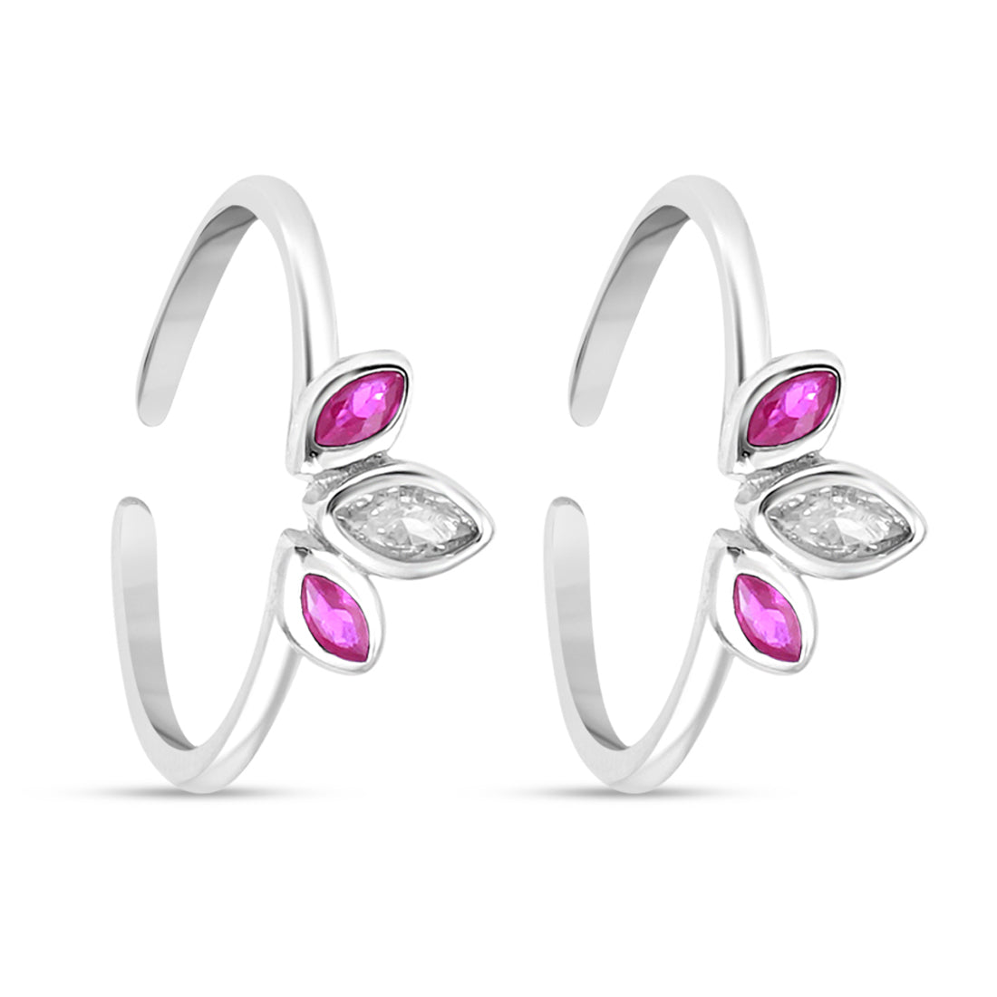 Enamel Petal Rhodium Plated 925 Sterling Silver Toering