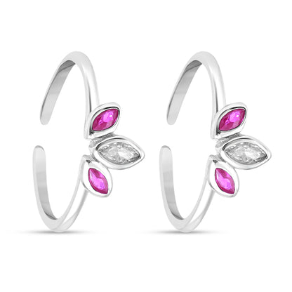 Enamel Petal Rhodium Plated 925 Sterling Silver Toering