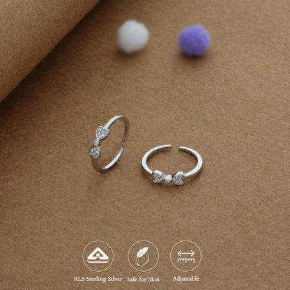 Twin Spark Minimal Silver Toering | 925 Hallmark | Adjustable | Lightweight | Fancy Wear