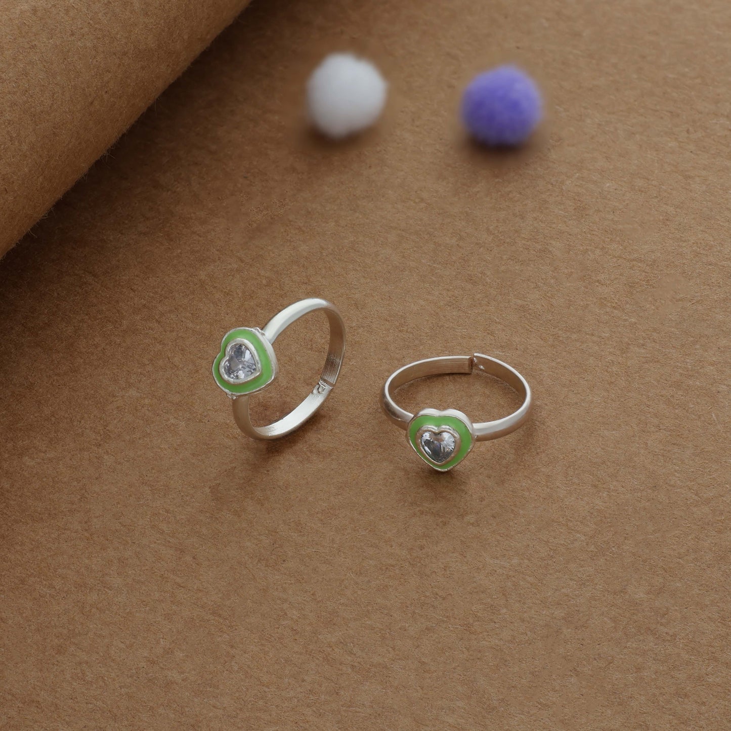 Green Love Silver Toering | Adjustable | Lightweight |  Everyday Wear
