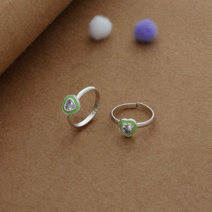 Green Love Silver Toering | Adjustable | Lightweight |  Everyday Wear