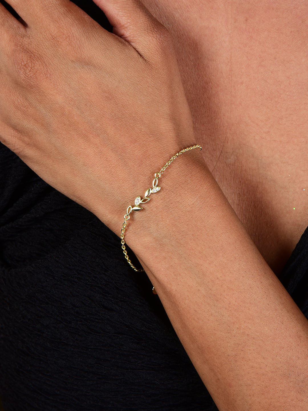Sleek Rose Gold Plated Leaf Bracelet