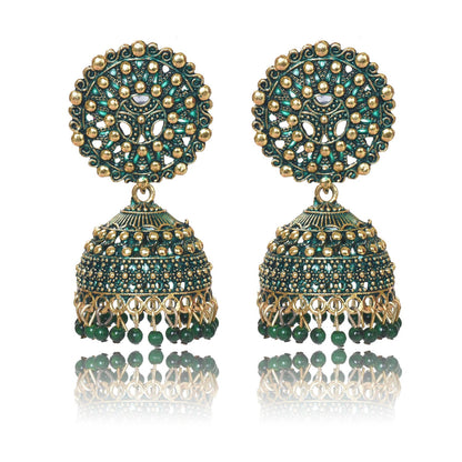 Ethnic Oxidised Jhumka Earring, Long Hangings Traditional Alloy Jhumki Earrings for Women & Girls