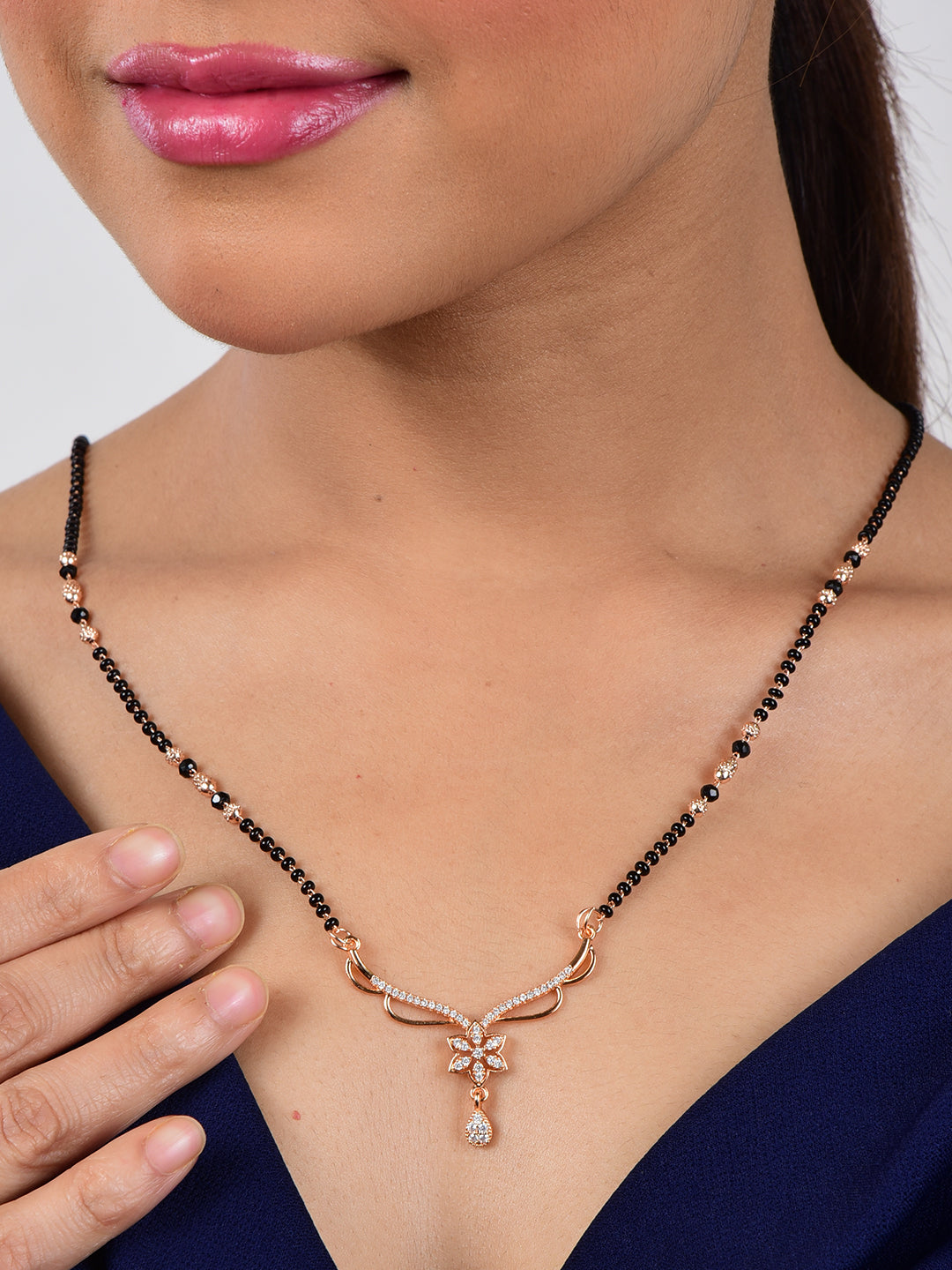 Rose Gold Plated Mangalsutra Pendant for Girls and Women