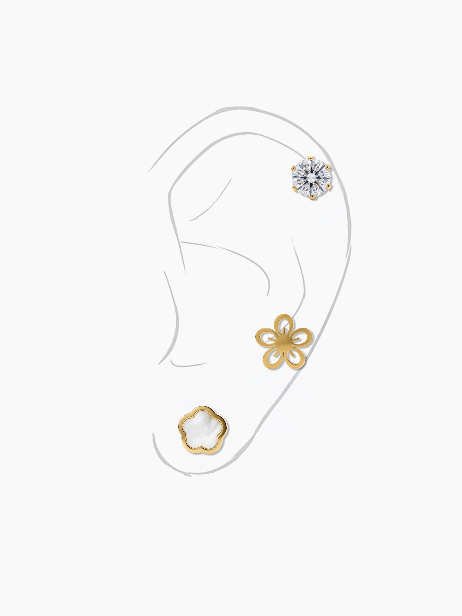 Tahila Clover Trio 18K Gold Plated Women's Earrings Set - Swashaa