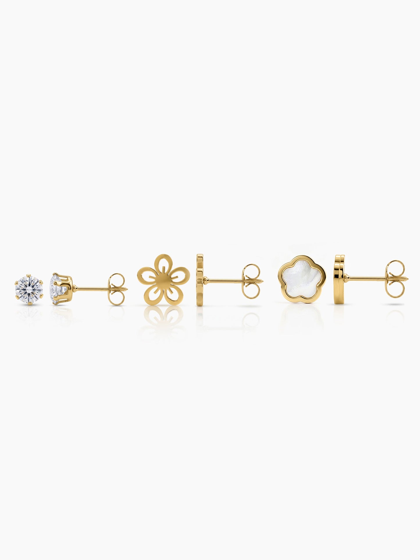 Tahila Clover Trio 18K Gold Plated Women's Earrings Set - Swashaa