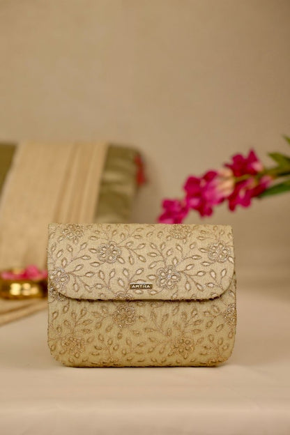 AMYRA - Tarang Flapover Bag - Light Gold