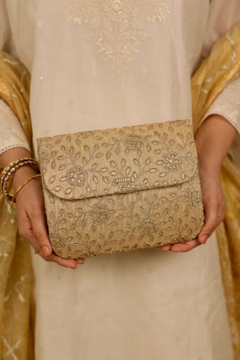 AMYRA - Tarang Flapover Bag - Gold