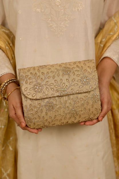 AMYRA - Tarang Flapover Bag - Gold