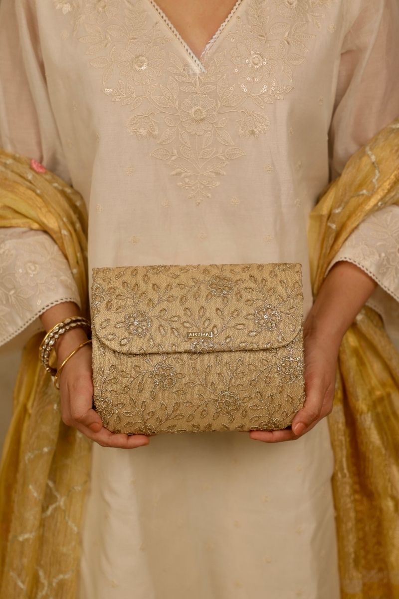 AMYRA - Tarang Flapover Bag - Gold