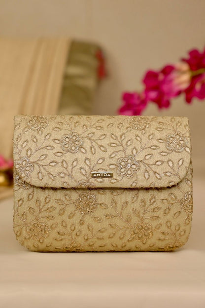 AMYRA - Tarang Flapover Bag - Light Gold