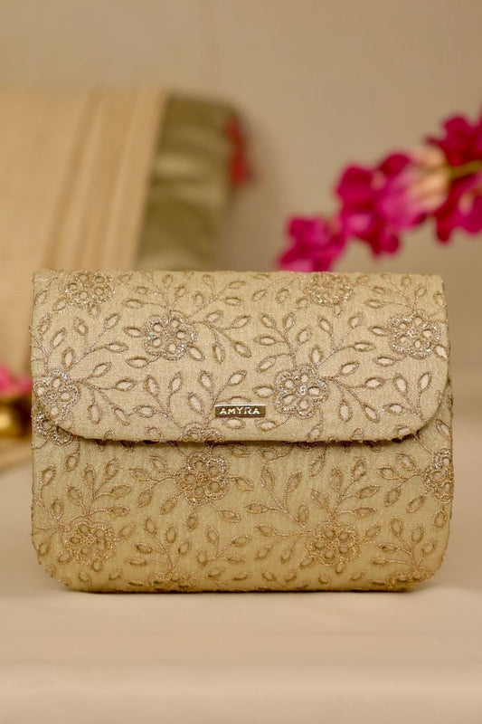 AMYRA - Tarang Flapover Bag - Light Gold