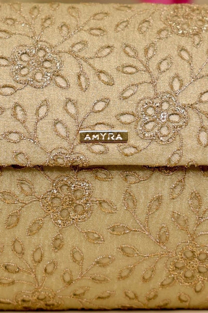 AMYRA - Tarang Flapover Bag - Light Gold