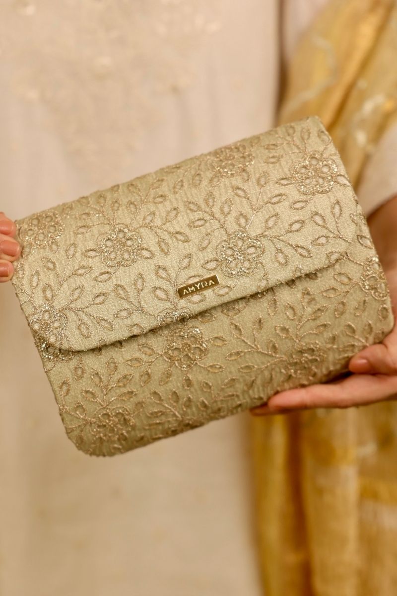 AMYRA - Tarang Flapover Bag - Light Gold