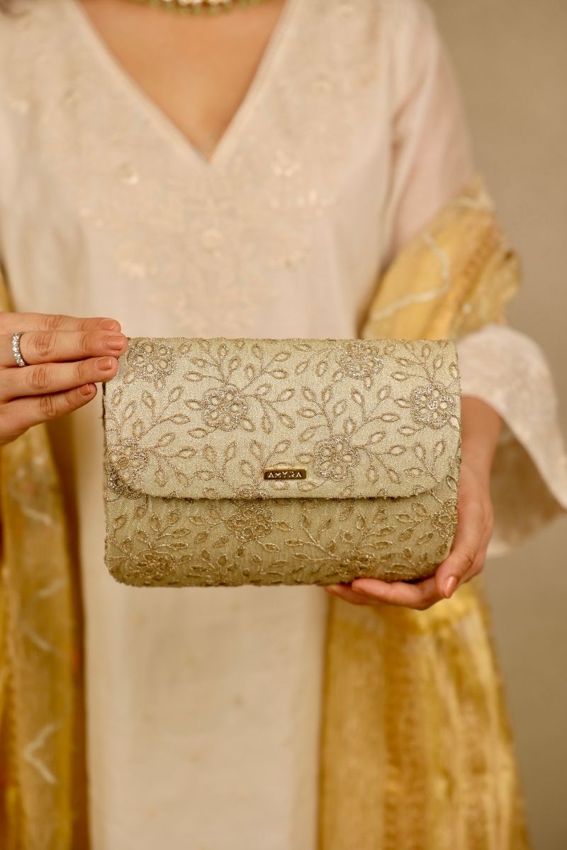 AMYRA - Tarang Flapover Bag - Light Gold