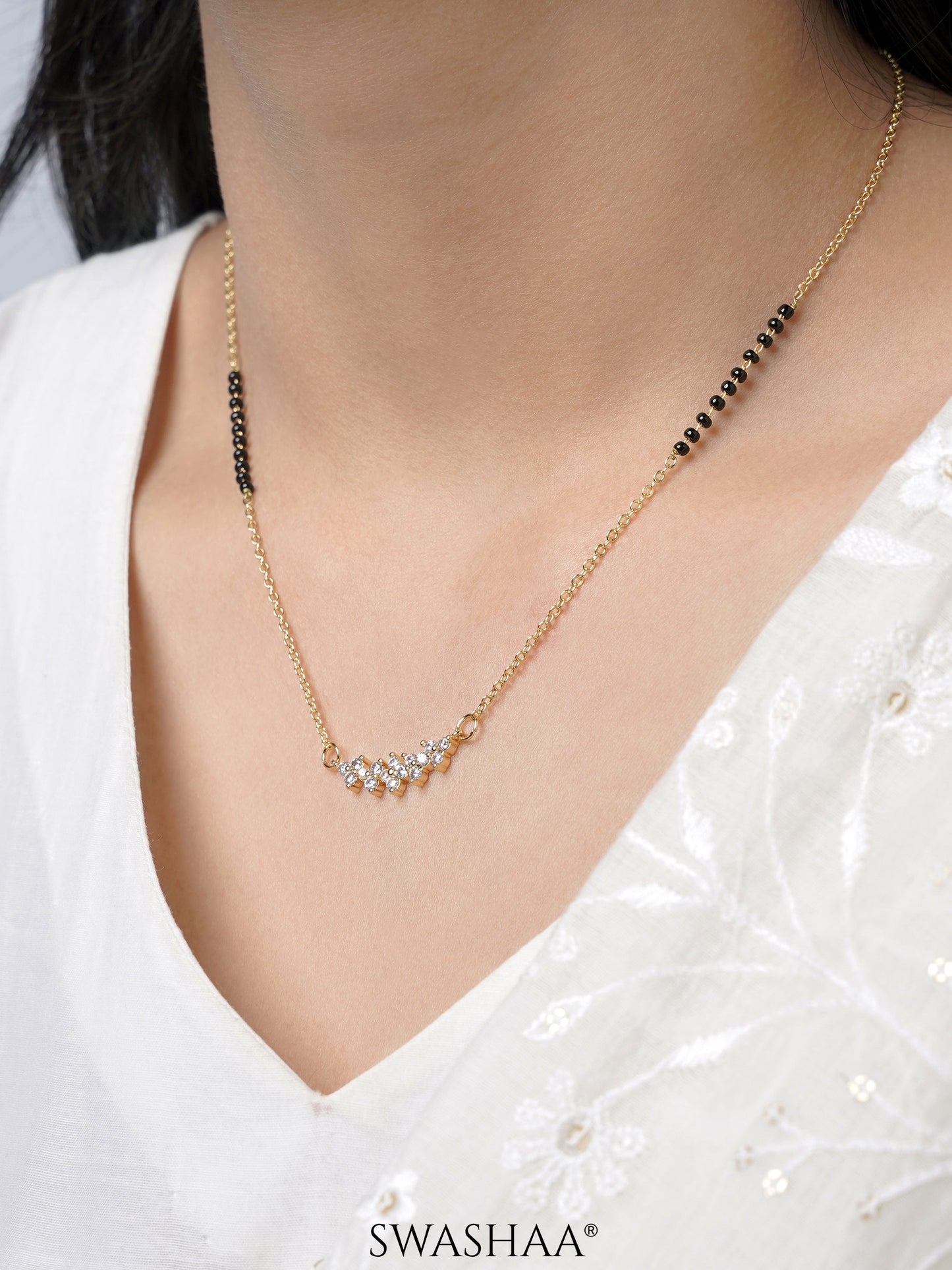 Tarini Sparkling Diamonds 14K Gold Plated Mangalsutra