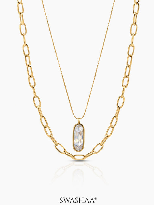 Tavira Drop Link Layered Necklace - Swashaa