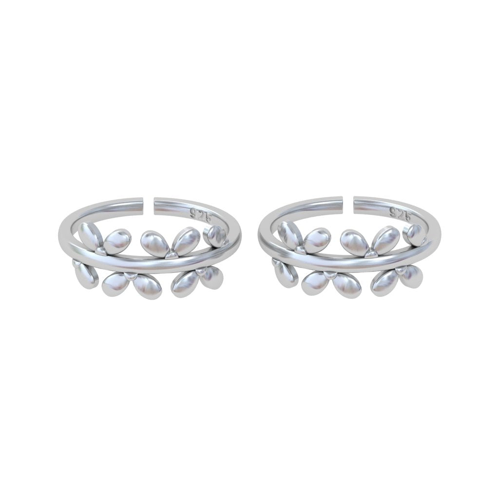 Pure 92.5 Silver Leaf Design Toe Rings