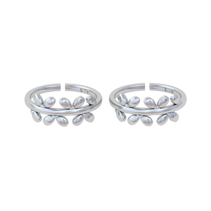 Pure 92.5 Silver Leaf Design Toe Rings