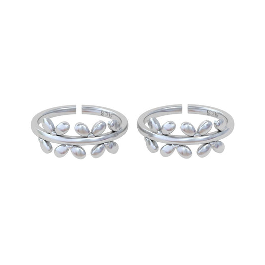 Pure 92.5 Silver Leaf Design Toe Rings
