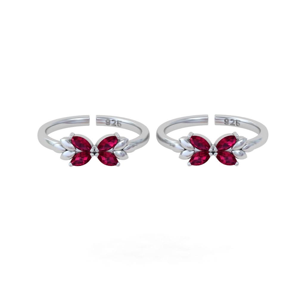 Pure 92.5 Silver Butterfly Zircon Toe Rings