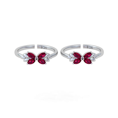 Pure 92.5 Silver Butterfly Zircon Toe Rings