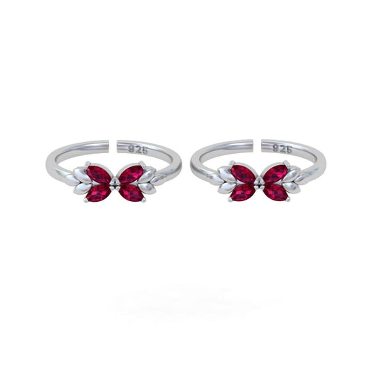 Pure 92.5 Silver Butterfly Zircon Toe Rings