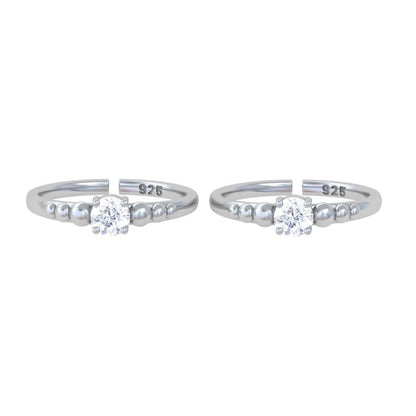 Pure 92.5 Silver Solitaire Zircon Toe Rings