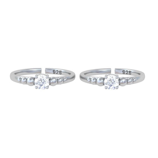 Pure 92.5 Silver Solitaire Zircon Toe Rings
