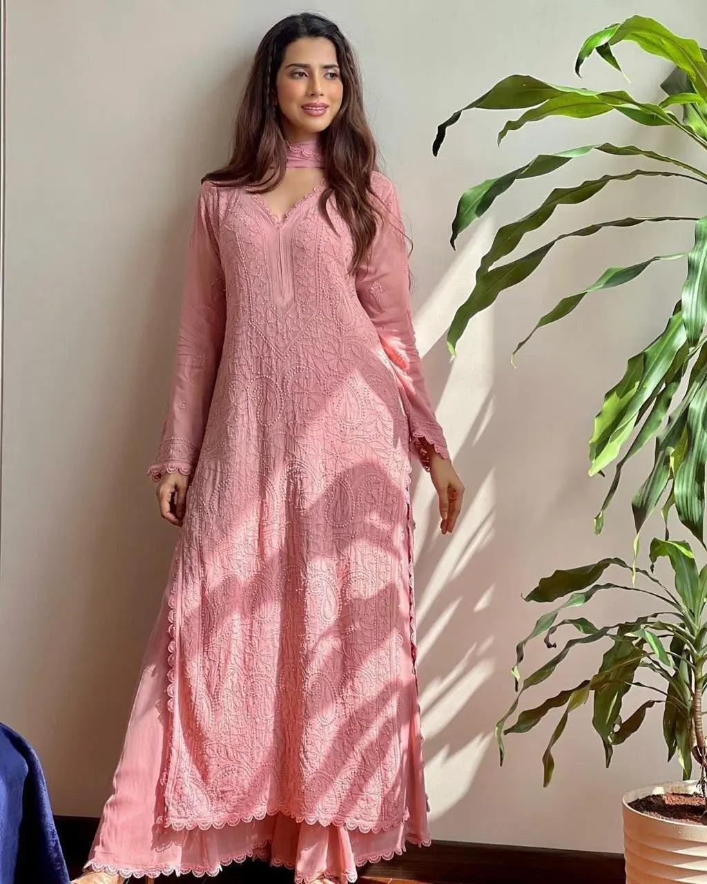 Trending Chikankari Kurti Palazzo Set Ethenika.com