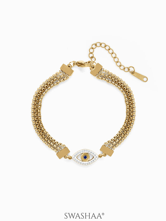 Trinity Eye 18K Gold Plated Bracelet - Swashaa