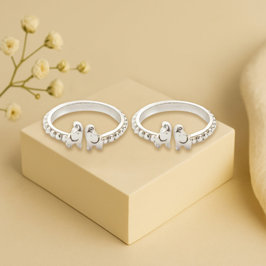 Silver 92.5 Small Elephant Toe Rings
