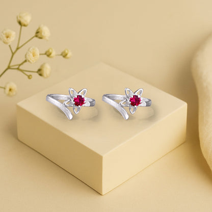 92.5 Sterling Silver Pink stone Toe ring