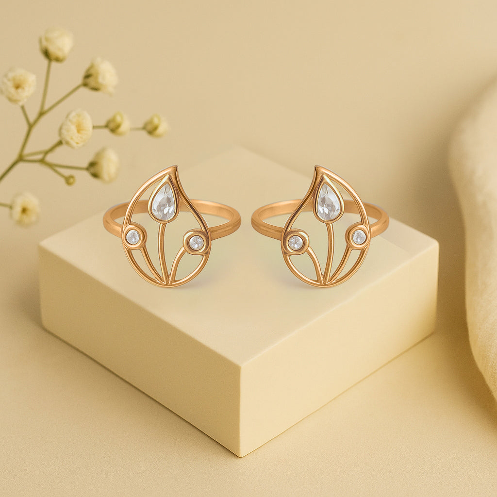 Silver 92.5 Aam Ras White Stone Toe Ring