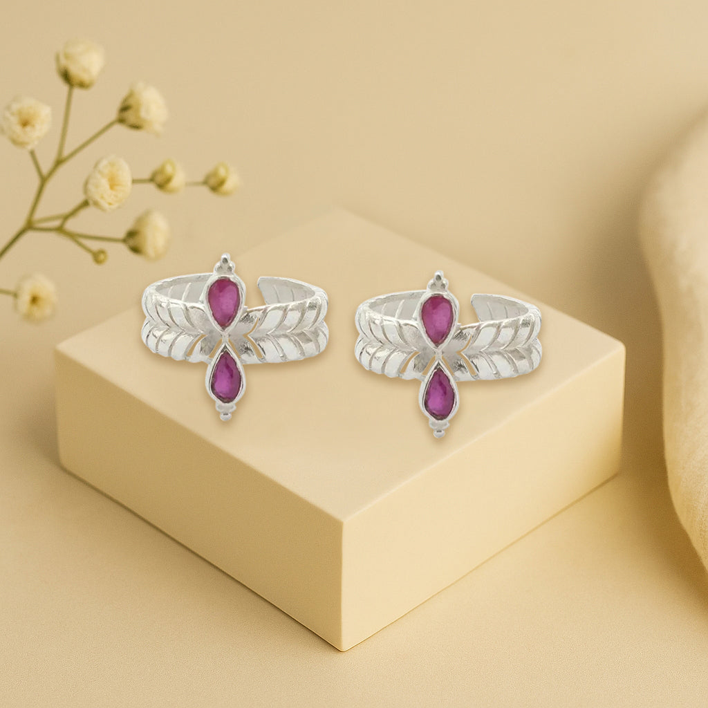92.5 Silver Pink Toe Ring