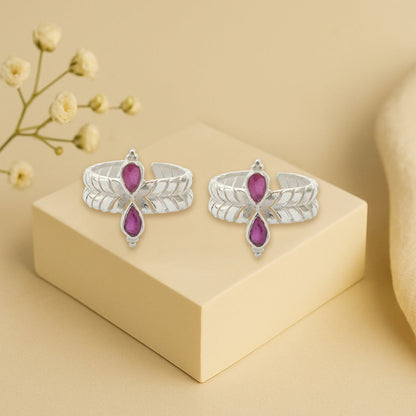 92.5 Silver Pink Toe Ring