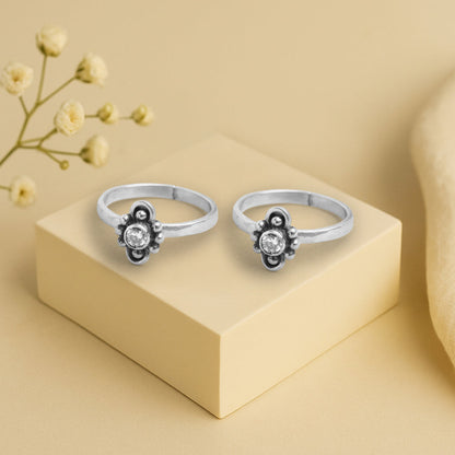 Little Flower Stone Toe Ring (Pair)