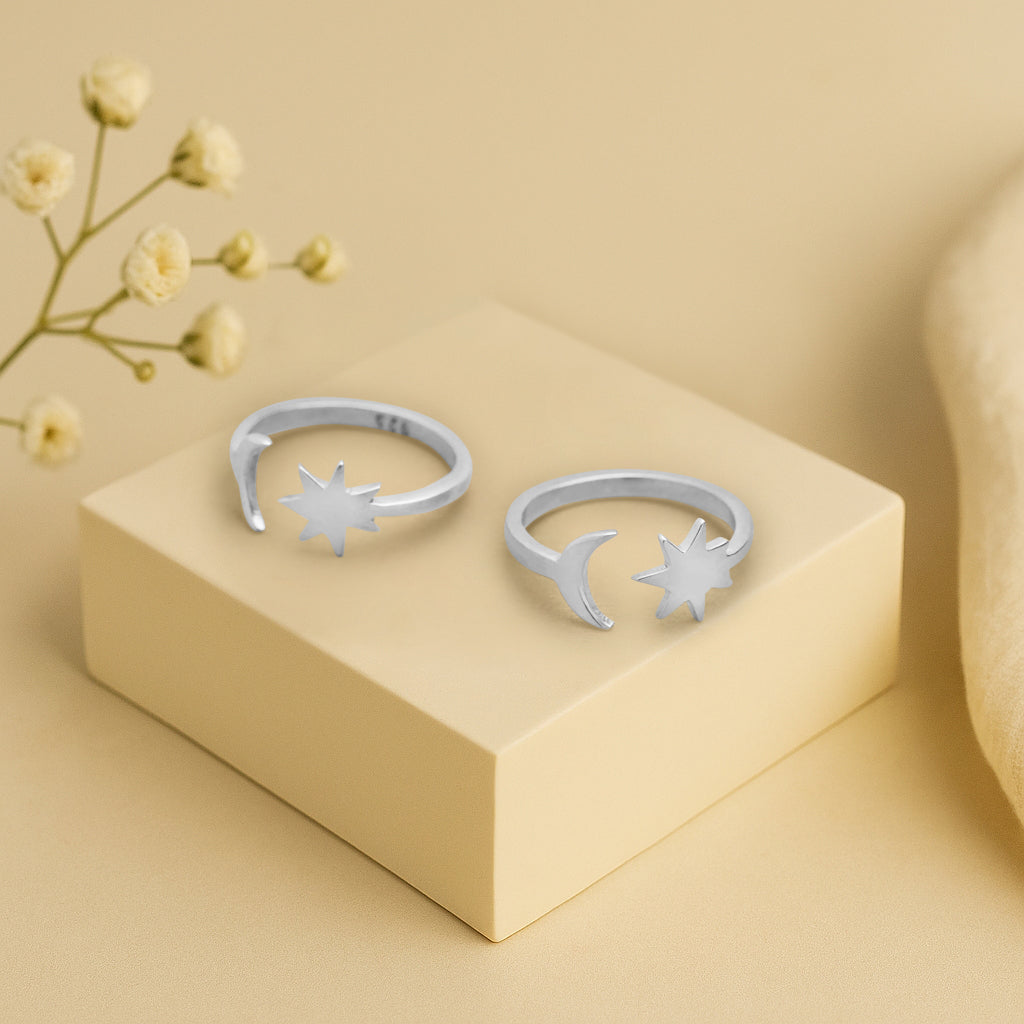 92.5 Sterling Silver Half Moon & Star Combo