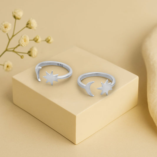 92.5 Sterling Silver Half Moon & Star Combo
