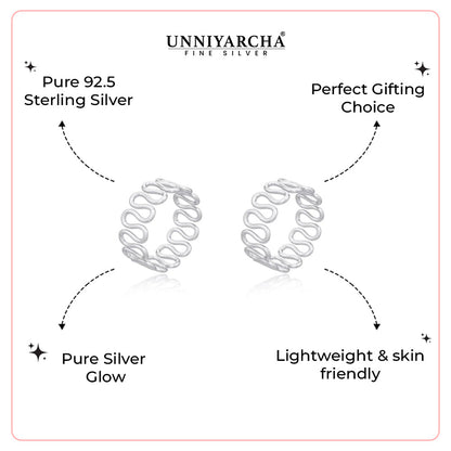 92.5 Sterling Silver Cursive Toe Ring (Pair)